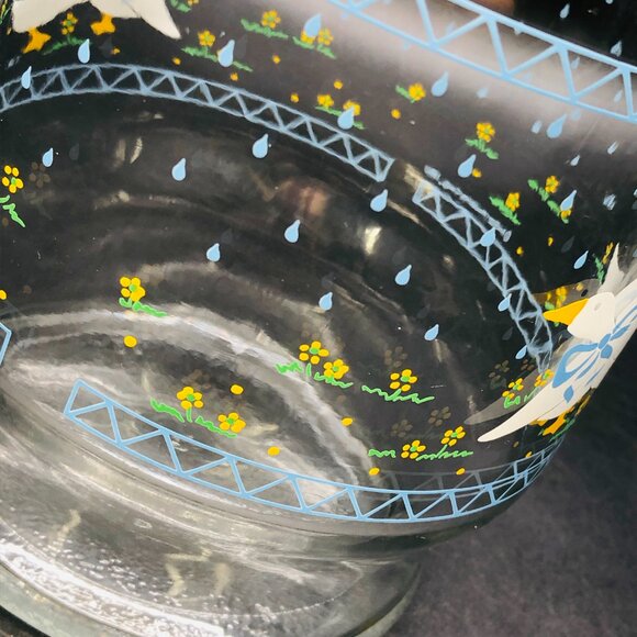 Vintage 1987 Anchor Hocking Blue Ribbon Goose Carafe: Farmhouse Glass Jug - Picture 4 of 11